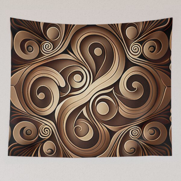 Item preview, Elegant Cartoon Bold Brown Classic Latin Pattern Digital Painting designed and sold by CodeAndColors.
