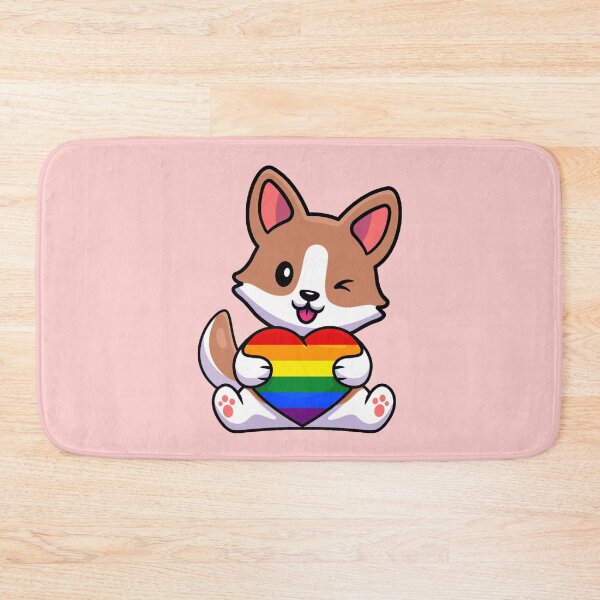 Item preview, Corgi with Rainbow Pride Flag Heart designed and sold by everything4eva.