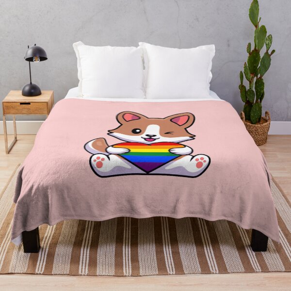 Item preview, Corgi with Rainbow Pride Flag Heart designed and sold by everything4eva.
