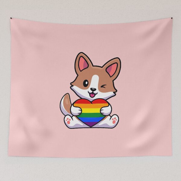 Item preview, Corgi with Rainbow Pride Flag Heart designed and sold by everything4eva.