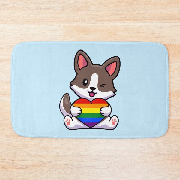 Item preview, Corgi with Rainbow Pride Flag Heart designed and sold by everything4eva.