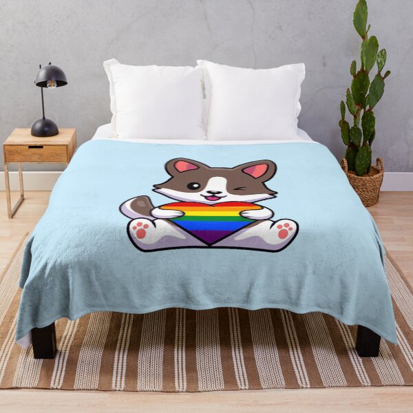 Item preview, Corgi with Rainbow Pride Flag Heart designed and sold by everything4eva.