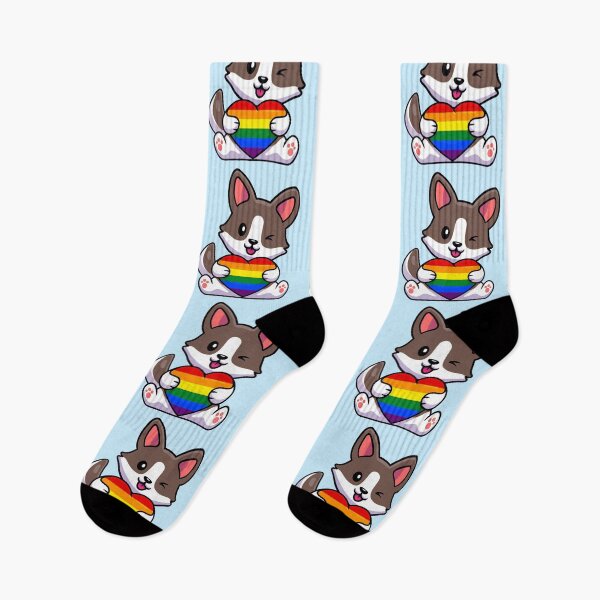 Item preview, Corgi with Rainbow Pride Flag Heart designed and sold by everything4eva.