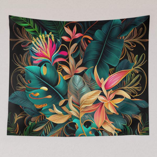 Item preview, Bejeweled Tropical Pattern Digital Painting designed and sold by CodeAndColors.