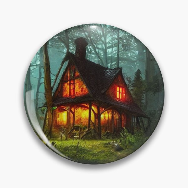 Artikelvorschau, Eine magische, märchenhafte Hütte in einem Wald, die in der Nacht leuchtet entworfen und verkauft von MoonlightFoxes.