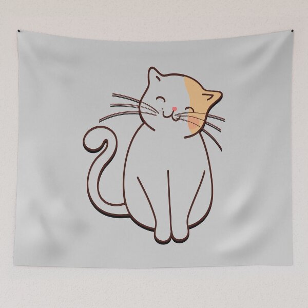 Item preview, Feline Silhouette - Cat Outline Sketch on Light Gray  designed and sold by simpleones.
