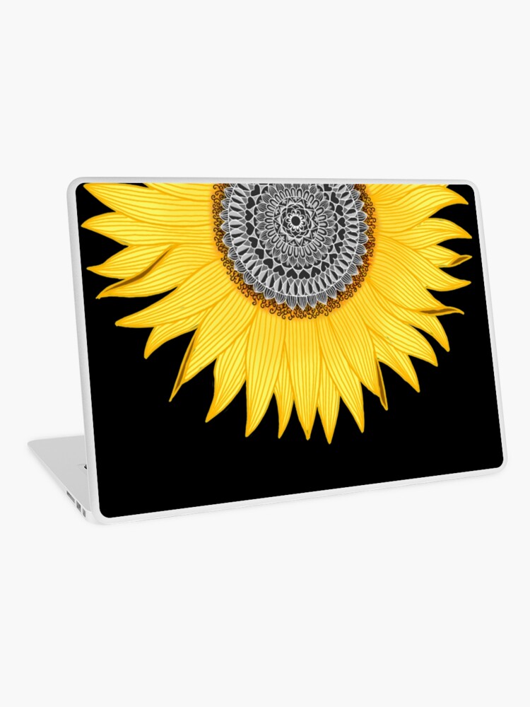 Aperçu 1 sur 2. Skin adhésive d'ordinateur avec l'œuvre Tournesol Mandala créée et vendue par paviash.