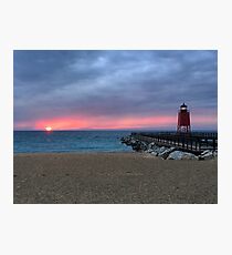 Spring Sunset - Lake Michigan beach Photographic Print