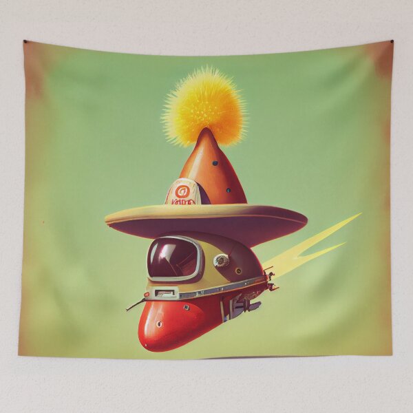 Item preview, Rocket to the Prune in a Sombrero Digital Painting designed and sold by CodeAndColors.