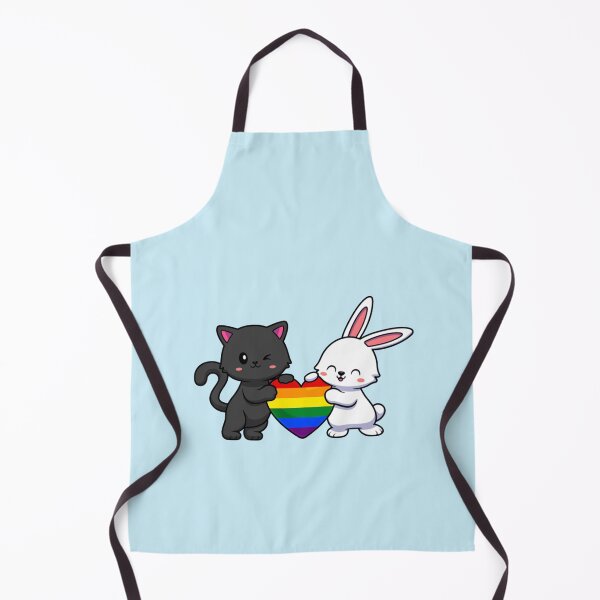 Item preview, Cat and Bunny with Rainbow Pride Flag Heart designed and sold by everything4eva.