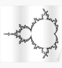 Monochrome Outline Mandelbrot Set Poster