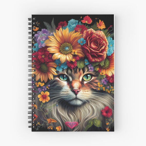 Item preview, Beautiful cat covered in colorful flowers illustration designed and sold by RK - Shop.