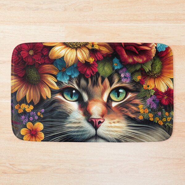 Item preview, Beautiful cat covered in colorful flowers illustration designed and sold by RK - Shop.