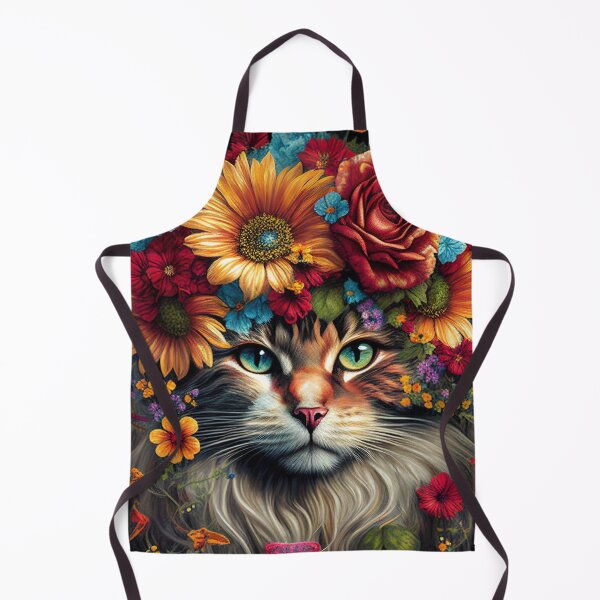 Item preview, Beautiful cat covered in colorful flowers illustration designed and sold by RK - Shop.