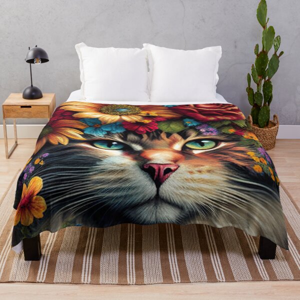 Item preview, Beautiful cat covered in colorful flowers illustration designed and sold by RK - Shop.