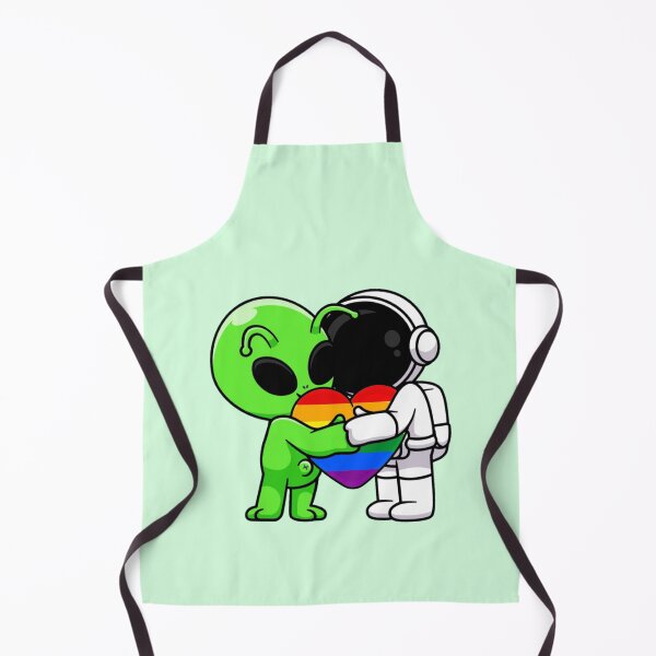 Item preview, Alien and Astronaut Hugging with Rainbow Pride Flag Heart designed and sold by everything4eva.
