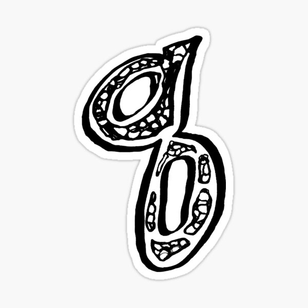 Lower case black and white alphabet letter Q  Sticker