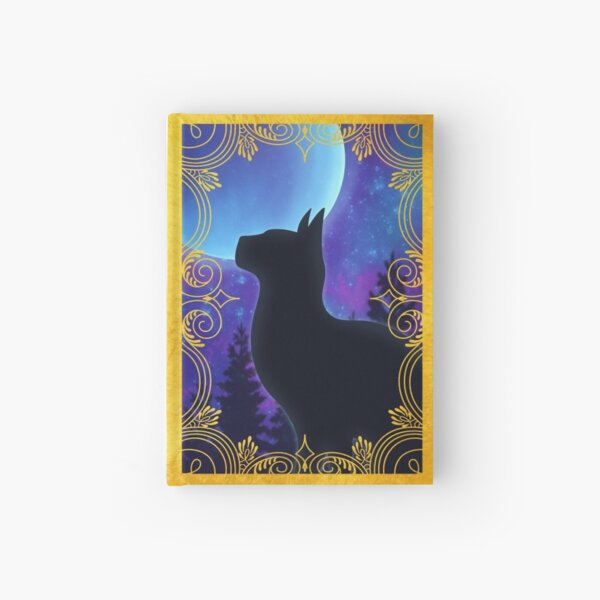 Green and Blue Galaxy Forest Cat Hardcover Journal