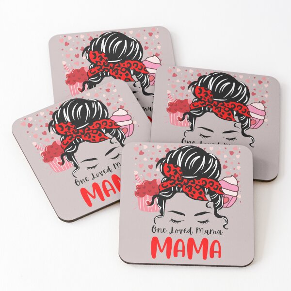 Item preview, One Loved Mama Valentines Day Messy Bun Wife Funny Mother designed and sold by Sarah38.