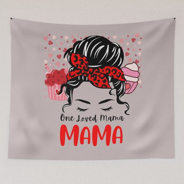 Item preview, One Loved Mama Valentines Day Messy Bun Wife Funny Mother designed and sold by Sarah38.