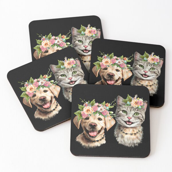 Item preview, Pet Lover Dog and cat Floral Vintage style designed and sold by BOHOVIN.