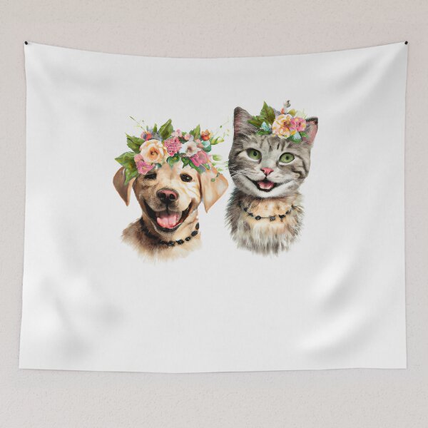 Item preview, Pet Lover Dog and cat Floral Vintage style designed and sold by BOHOVIN.