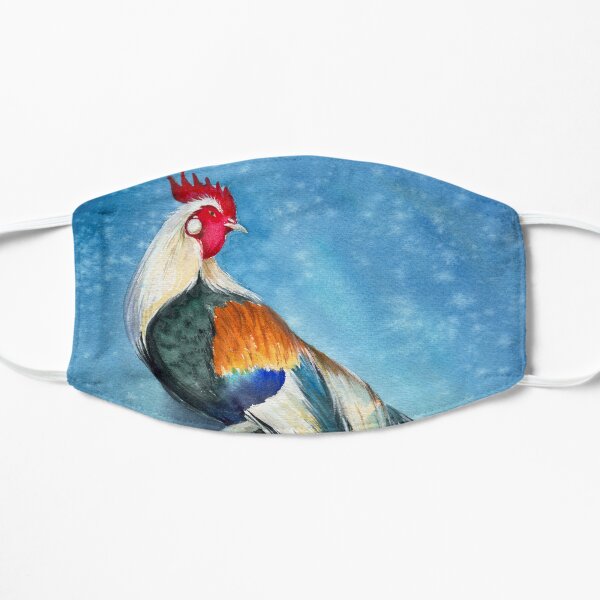 Coq émeraude aquarelle Masque sans plis