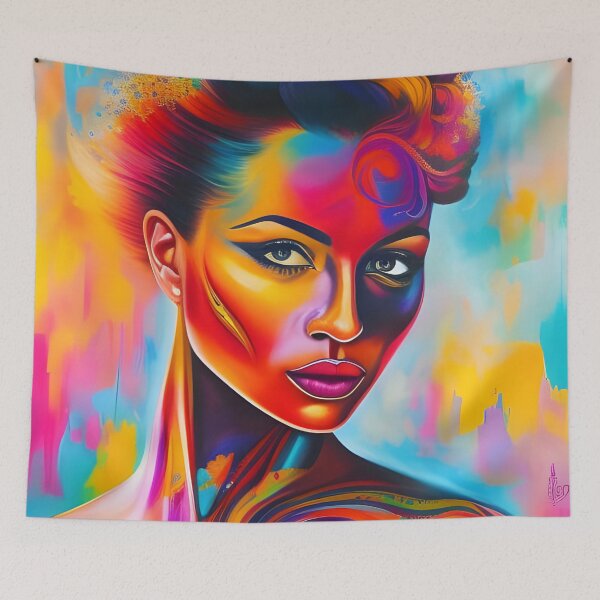 Item preview, Colorful Woman Portrait with Paint Splashes designed and sold by artmanikin.