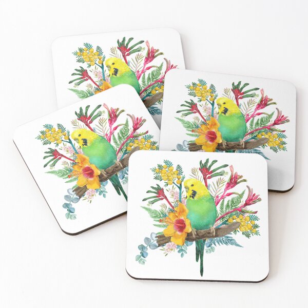Item preview, Australian Budgerigar Wildflower Bouquet designed and sold by Sketchbook Designs.