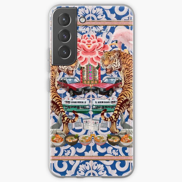 Tigers & Pink Dolphins Blue Pattern - Retro Hong Kong Samsung Galaxy Soft Case