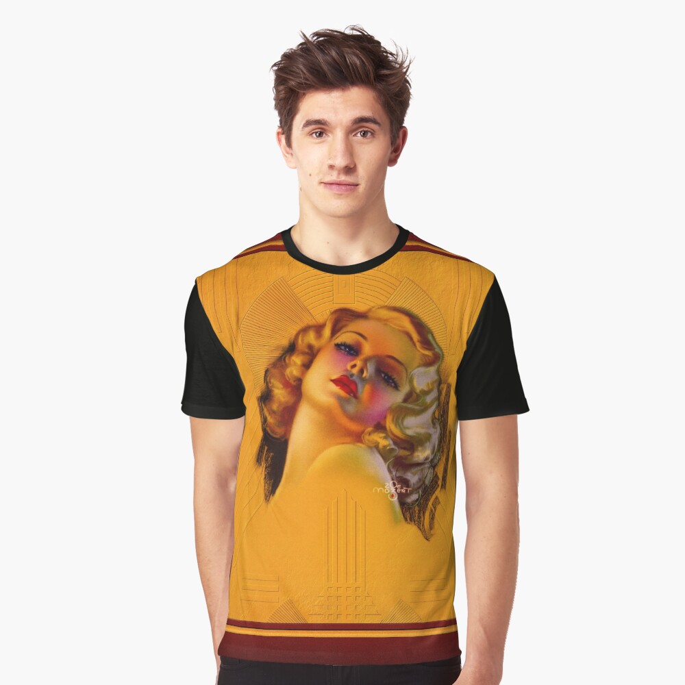 Bewitching Eyes Art Deco Portrait by Zoe Mozert - A Glowing Beauty 3 Bewitching Eyes Art Deco Portraitby Zoe Mozert Remastered Xzendor7 Vintage Illustration Art Reproductions Graphic T-shirt