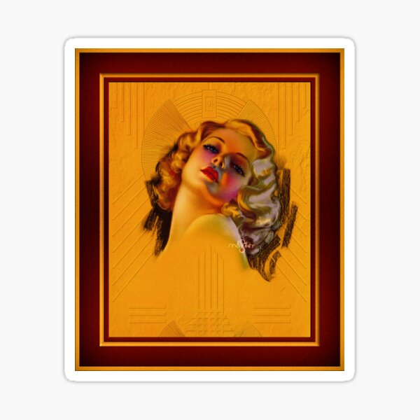 Bewitching Eyes Art Deco Portraitby Zoe Mozert Remastered Xzendor7 Vintage Illustration Art Reproductions Sticker