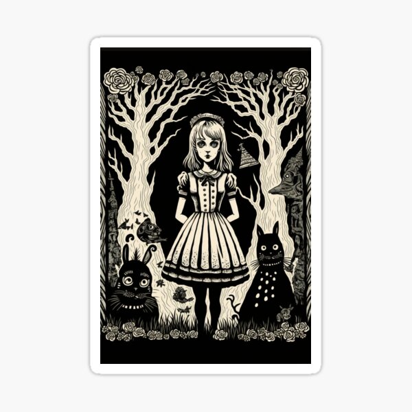 Haunted Alice in Wonderland with Demons Sticker for Sale by