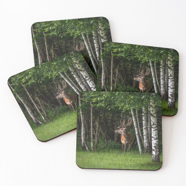 Item preview, A majestic red deer grazing in a meadow in summer designed and sold by AlbertMi.