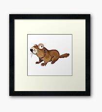 Groundhog Cartoon Character Framed Print