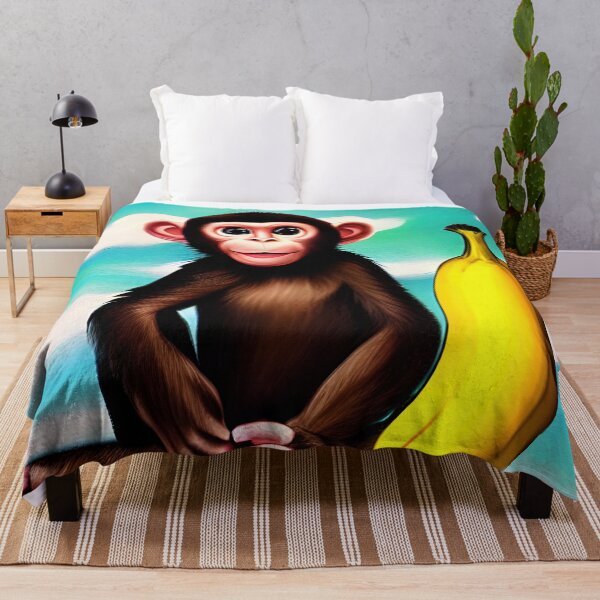 Item preview, Baby monkey with a big banana painting designed and sold by lalylaura.