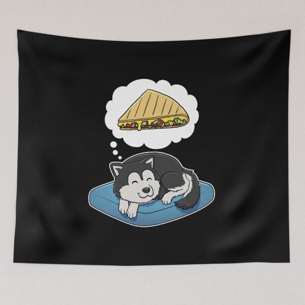Item preview, Alaskan Malamute dreaming about Quesadillas designed and sold by DoggieDelights.