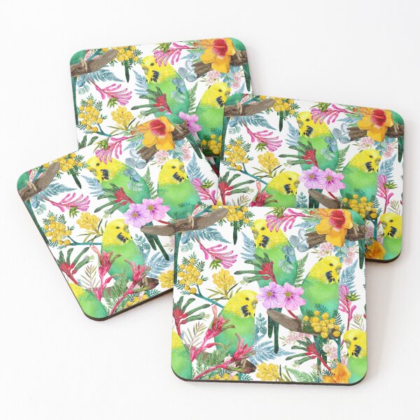 Item preview, Australian Budgerigar Wildflower Pattern designed and sold by Sketchbook Designs.