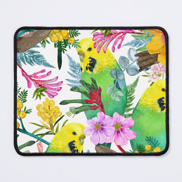 Item preview, Australian Budgerigar Wildflower Pattern designed and sold by Sketchbook Designs.