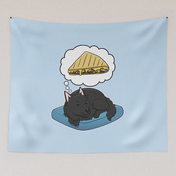 Item preview, Belgian Sheepdog dreaming about Quesadillas designed and sold by DoggieDelights.
