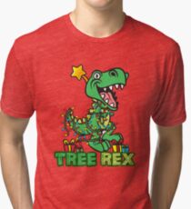 Tree Rex Dinosaur Christmas Design Tri-blend T-Shirt