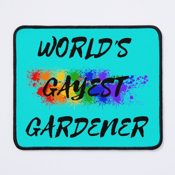Item preview, World's Gayest Gardener LGBT Joke With Rainbow Colors For Proud Gardeners In Cyan designed and sold by LuckyKermit.