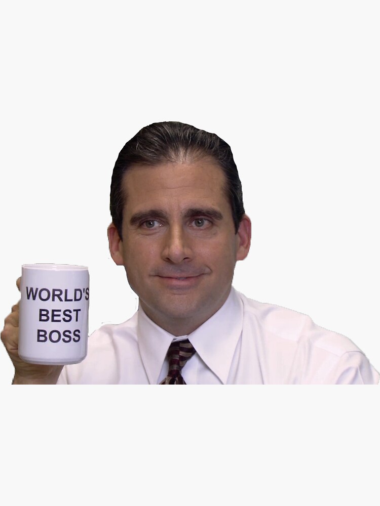 "the office world's best boss mug sticker" Sticker for Sale by