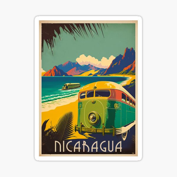 Item preview, Nicaragua Coastline Vintage Travel Art Poster designed and sold by OldTravelArt.