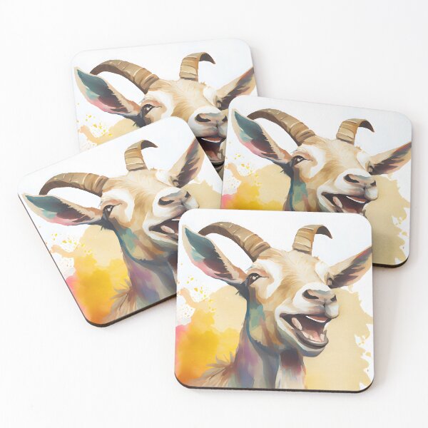 Item preview, Watercolor Happy Hilarious Laughing Goat Portrait designed and sold by CGSGraphics.