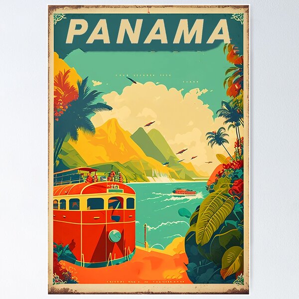 Item preview, Panama Coastline Vintage Travel Art Poster designed and sold by OldTravelArt.