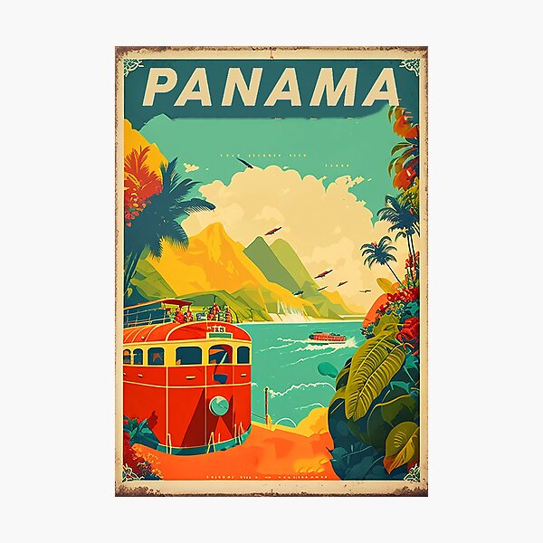 Item preview, Panama Coastline Vintage Travel Art Poster designed and sold by OldTravelArt.