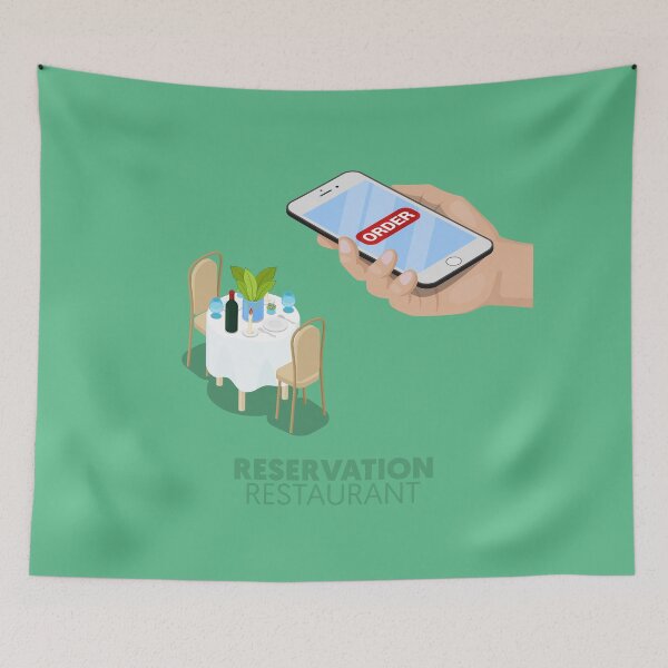 Item preview, Isometric Online Reservation of Restaurant Table. designed and sold by ivector.