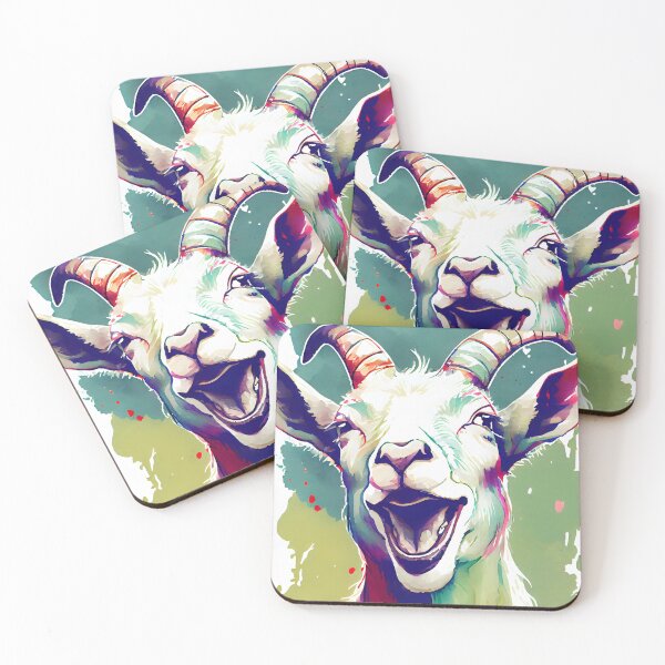 Item preview, Watercolor Happy Hilarious Laughing Goat Portrait designed and sold by CGSGraphics.