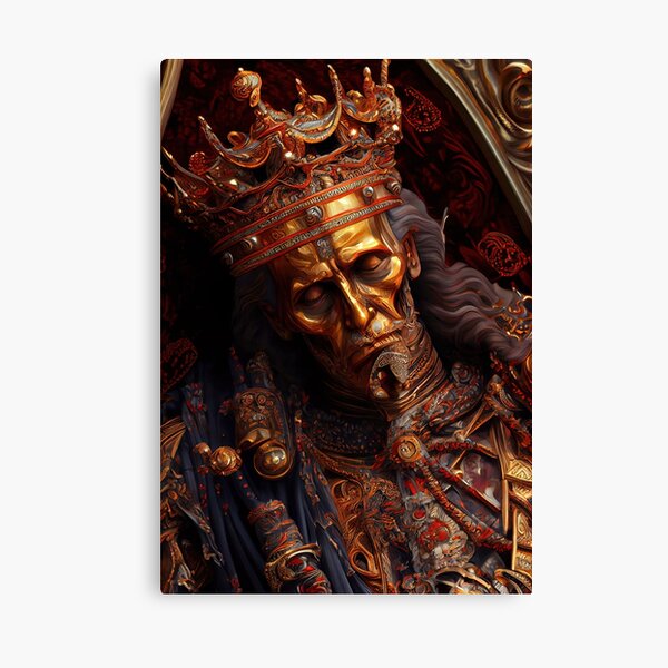 Midas Touch - Skeleton King & Gold Skull Canvas Wall Art - Luxury